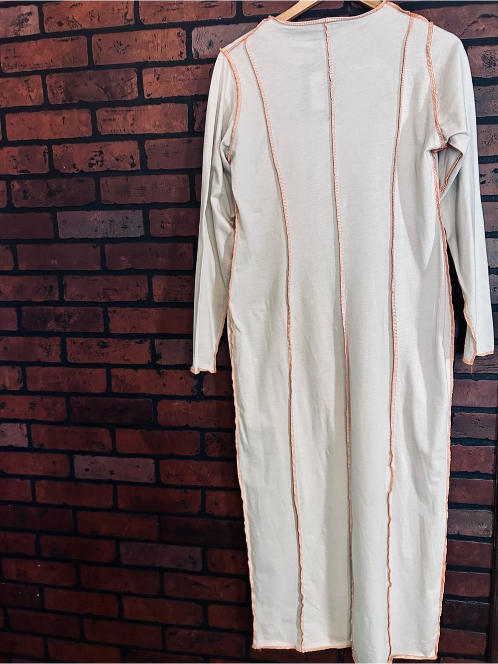 PrettyLittleThing Cream Midi Dress with Peach Contrast Seams